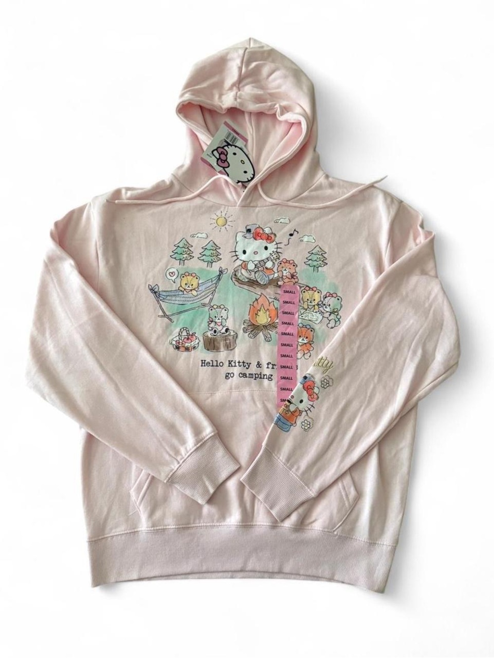 Hello Kitty Pastel Pink Camping Pullover Hoodie